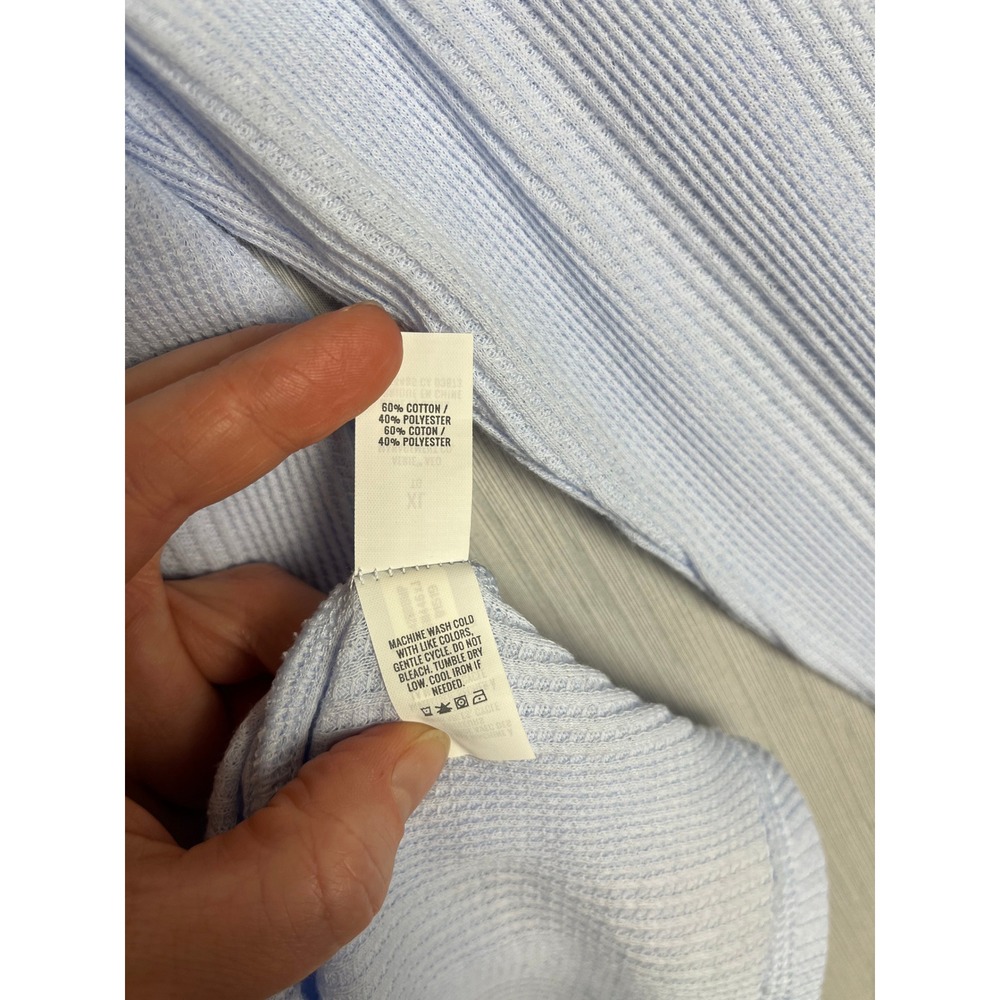 Aerie Henley Womens XL Light Blue Long Sleeve Waffle Knit Thermal Loungewear - Picture 6 of 8